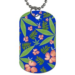 Leaves On Blue Dog Tag (one Side) by LoolyElzayat