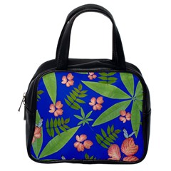 Leaves On Blue Classic Handbags (one Side) by LoolyElzayat