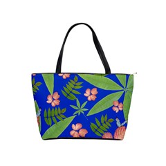 Leaves On Blue Shoulder Handbags by LoolyElzayat