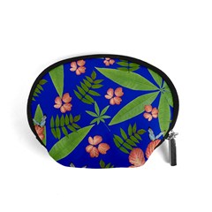 Leaves On Blue Accessory Pouches (small)  by LoolyElzayat