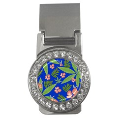 Leaves On Blue Money Clips (cz)  by LoolyElzayat