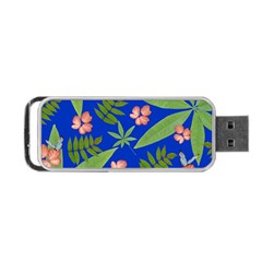 Leaves On Blue Portable Usb Flash (two Sides) by LoolyElzayat