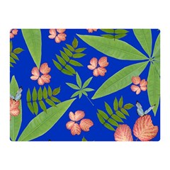 Leaves On Blue Double Sided Flano Blanket (mini)  by LoolyElzayat