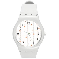 Background Salmon Pink White Motive Round Plastic Sport Watch (m) by Sapixe