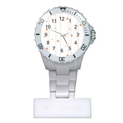 Background Salmon Pink White Motive Plastic Nurses Watch by Sapixe