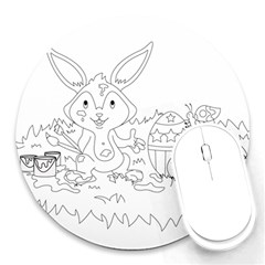 Coloring Picture Easter Easter Bunny Round Mousepads by Sapixe