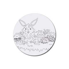 Coloring Picture Easter Easter Bunny Rubber Round Coaster (4 Pack)  by Sapixe