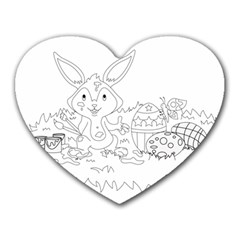 Coloring Picture Easter Easter Bunny Heart Mousepads by Sapixe