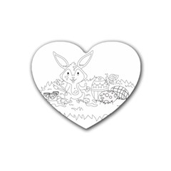 Coloring Picture Easter Easter Bunny Heart Coaster (4 Pack)  by Sapixe