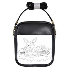 Coloring Picture Easter Easter Bunny Girls Sling Bags by Sapixe