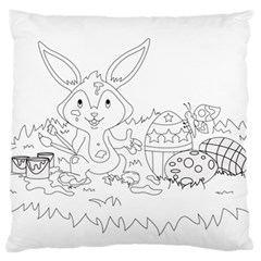 Coloring Picture Easter Easter Bunny Large Flano Cushion Case (one Side)