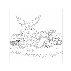 Coloring Picture Easter Easter Bunny Small Satin Scarf (square) by Sapixe