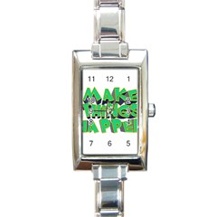 Act Do Text Make Tackle Implement Rectangle Italian Charm Watch by Sapixe