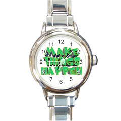 Act Do Text Make Tackle Implement Round Italian Charm Watch by Sapixe