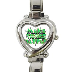 Act Do Text Make Tackle Implement Heart Italian Charm Watch by Sapixe