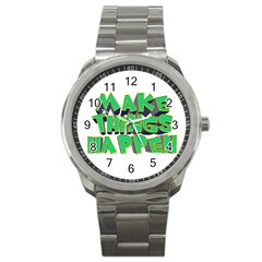 Act Do Text Make Tackle Implement Sport Metal Watch by Sapixe