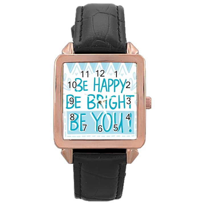 Motivation Positive Inspirational Rose Gold Leather Watch 