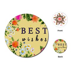 Best Wishes Yellow Flower Greeting Playing Cards (round)  by Sapixe