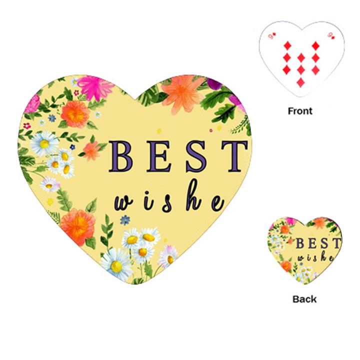 Best Wishes Yellow Flower Greeting Playing Cards (Heart) 