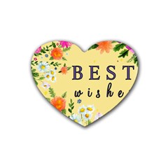 Best Wishes Yellow Flower Greeting Heart Coaster (4 Pack)  by Sapixe