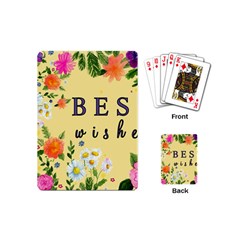 Best Wishes Yellow Flower Greeting Playing Cards (mini)  by Sapixe