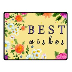 Best Wishes Yellow Flower Greeting Double Sided Fleece Blanket (small)  by Sapixe