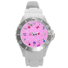 Pattern Desktop Sign Aerial Round Plastic Sport Watch (l) by Sapixe