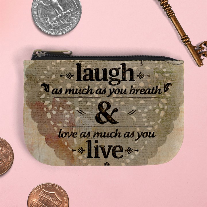 Motivational Calligraphy Grunge Mini Coin Purses