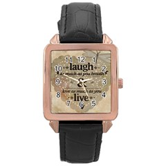 Motivational Calligraphy Grunge Rose Gold Leather Watch  by Sapixe