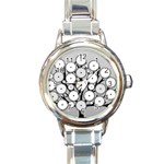 Gears Tree Structure Networks Round Italian Charm Watch Front