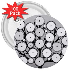 Gears Tree Structure Networks 3  Buttons (100 pack) 