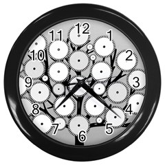 Gears Tree Structure Networks Wall Clocks (Black)