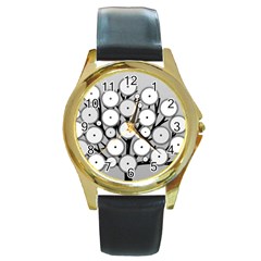 Gears Tree Structure Networks Round Gold Metal Watch