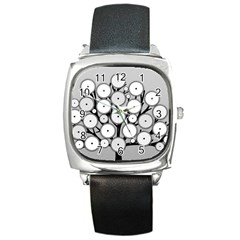 Gears Tree Structure Networks Square Metal Watch