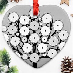 Gears Tree Structure Networks Heart Ornament (Two Sides)