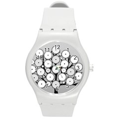 Gears Tree Structure Networks Round Plastic Sport Watch (M)