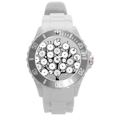 Gears Tree Structure Networks Round Plastic Sport Watch (L)