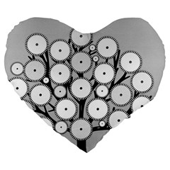 Gears Tree Structure Networks Large 19  Premium Heart Shape Cushions by Sapixe