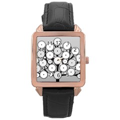 Gears Tree Structure Networks Rose Gold Leather Watch 