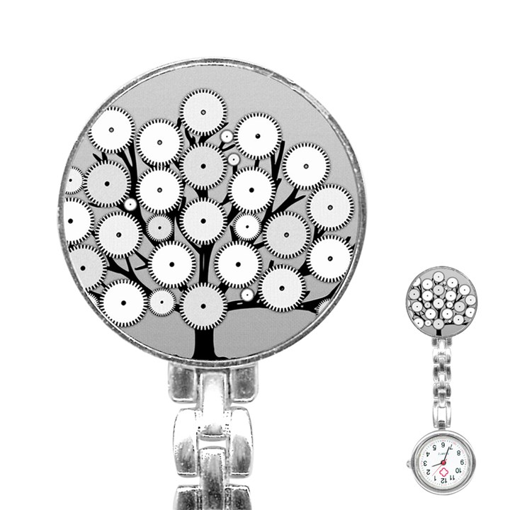 Gears Tree Structure Networks Stainless Steel Nurses Watch