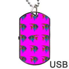 Opposite Way Fish Swimming Dog Tag Usb Flash (two Sides) by Sapixe