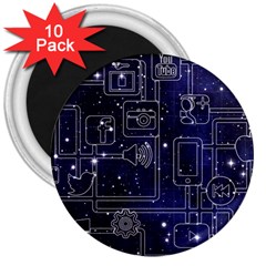 Networks Internet Social 3  Magnets (10 Pack)  by Sapixe