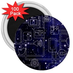 Networks Internet Social 3  Magnets (100 Pack) by Sapixe