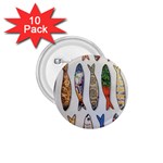 Fish Sardines Motive Pattern 1.75  Buttons (10 pack) Front