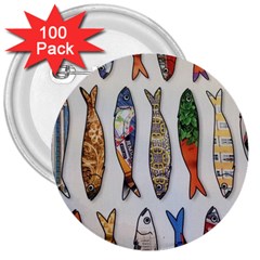 Fish Sardines Motive Pattern 3  Buttons (100 Pack)  by Sapixe