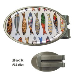 Fish Sardines Motive Pattern Money Clips (oval)  by Sapixe