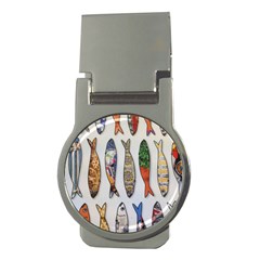 Fish Sardines Motive Pattern Money Clips (round)  by Sapixe