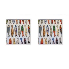 Fish Sardines Motive Pattern Cufflinks (square) by Sapixe