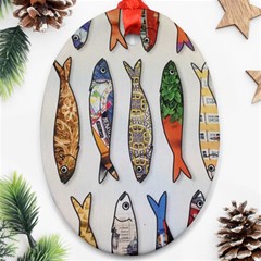 Fish Sardines Motive Pattern Oval Ornament (two Sides) by Sapixe