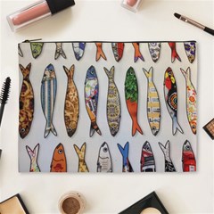 Fish Sardines Motive Pattern Cosmetic Bag (xl) by Sapixe